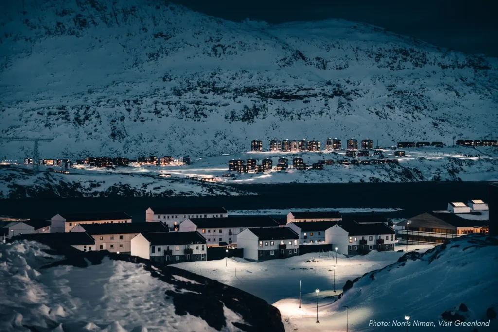 10. Nuussuaq city part and Qinngorput under Ukkusissaq in the back. Photo by Norris Niman - Visit Greenland Nuuk Winter