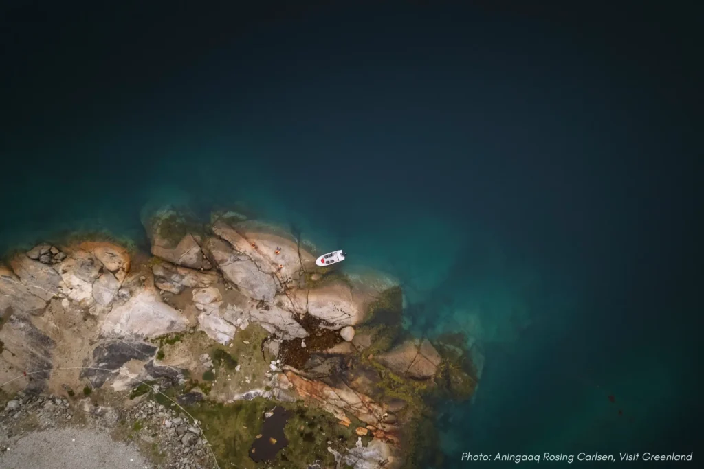 Copy of Fishing spot with Serano boat tour from above. Photo by Aningaaq R. Carlsen - Visit Greenland