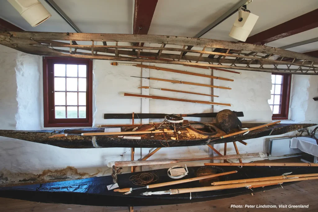 Kajaks in the Paamiut museum. Photo - Peter Lindstrom , Visit Greenland