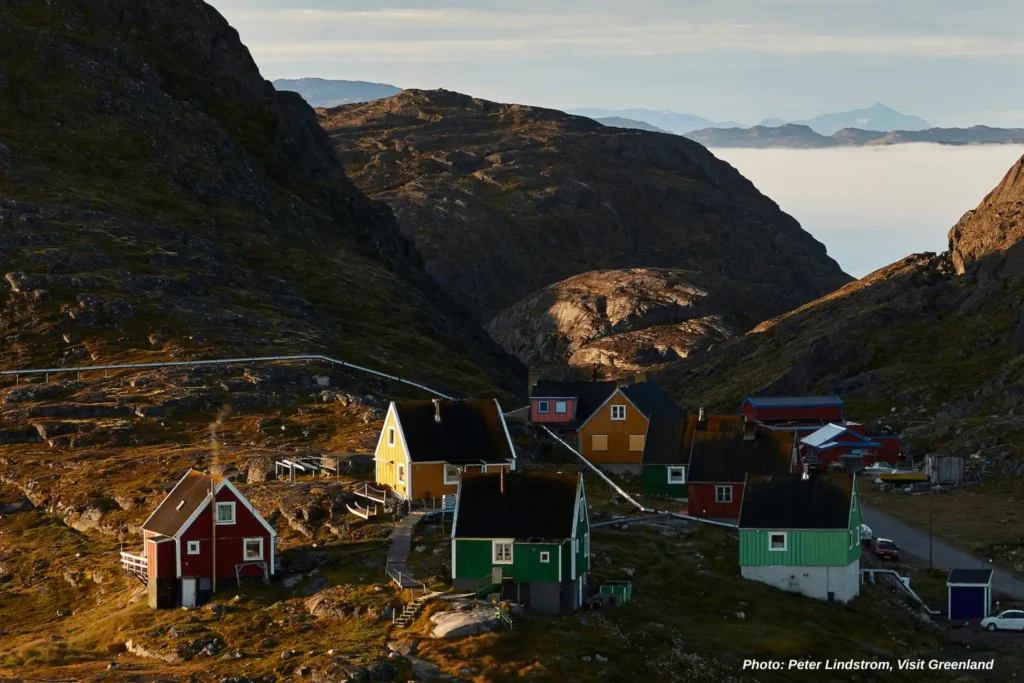 colourful houses in Paamiut. Photo - Peter Lindstrom , Visit Greenland