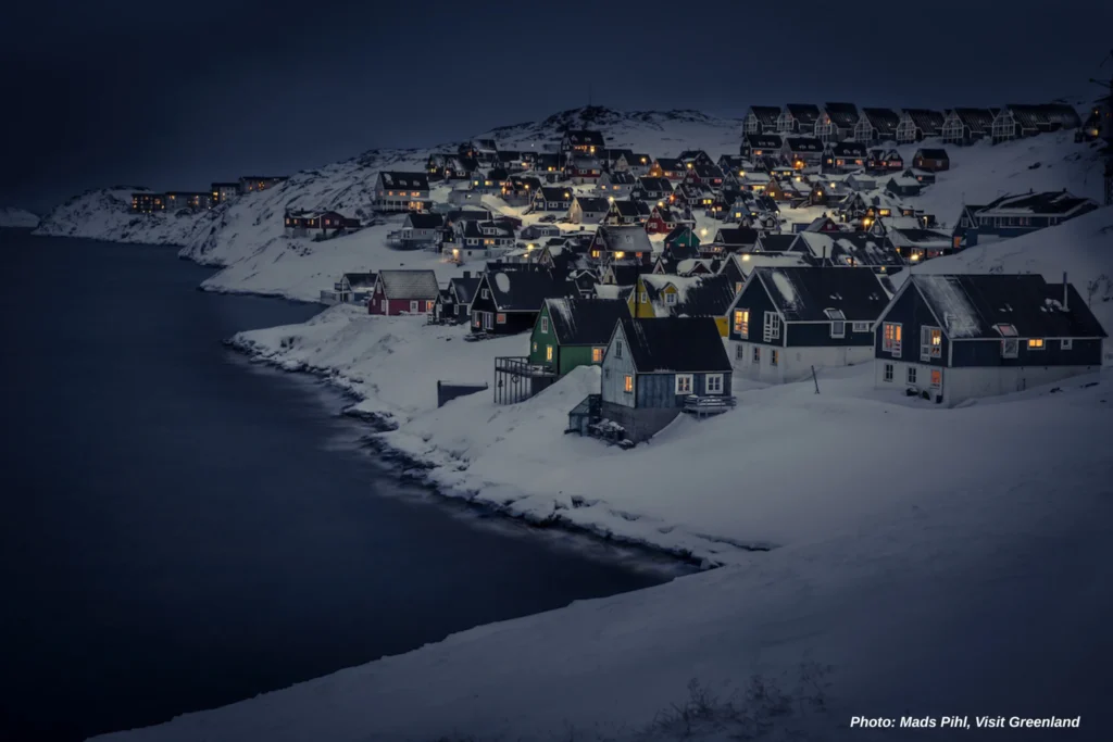 Myggedalen in Nuuk, Greenland, on a winter_s night