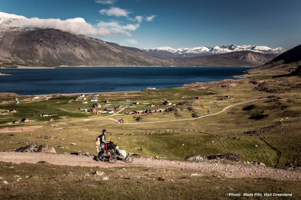 Walking towards Igaliku on the King_s Road in South Greenland
