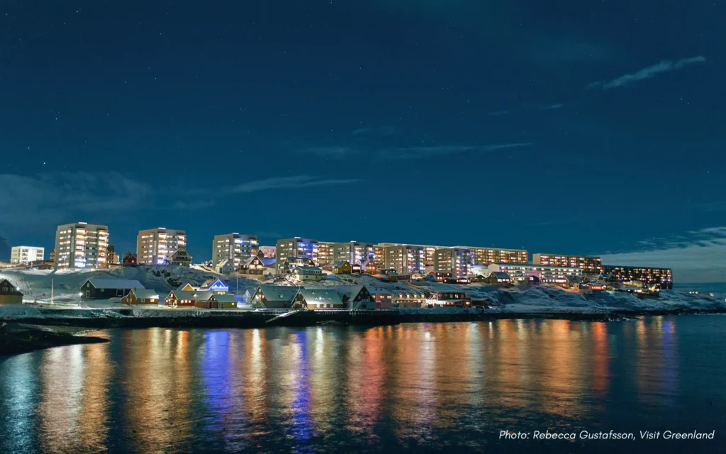 Night over colonial harbour, Nuuk